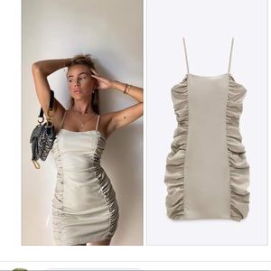 Zara draped faux leather dress